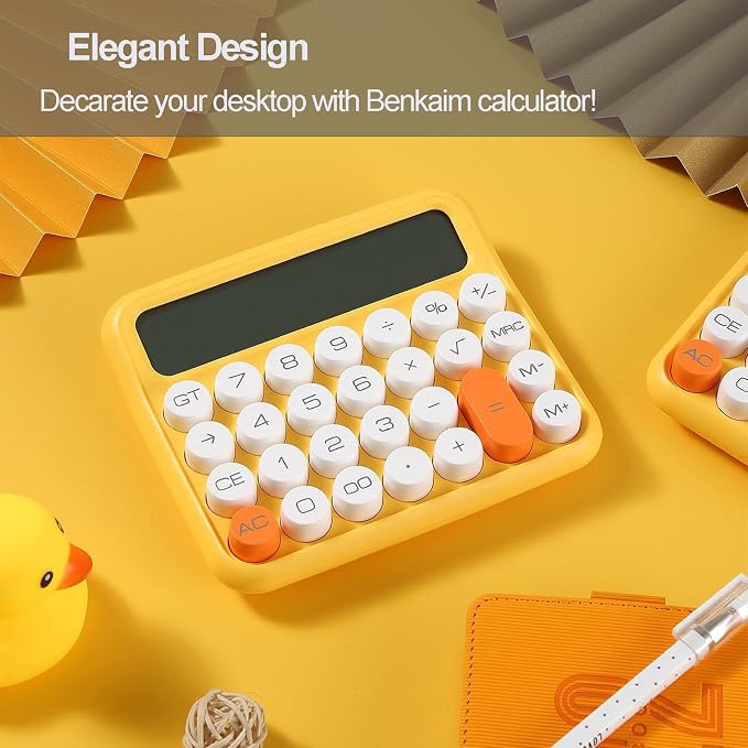 Calculators, Benkaim Desk Calculator, Basic Standard Calculator,12 Digit Large LCD Display Big Button for School, Home & Business Use, Gold Desk Accessories(Beige)