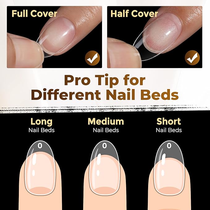 UNA GELLA Oval Fake Nails Pre-shape 504pcs Almond Gel Nail Tips Round Almond Press on Nails for Full Cover Acrylic Round Oval Full Nails False Nails 12 Sizes False Soft Gel Tips