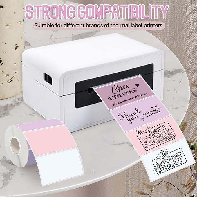 Starboling 3" x 2" Thermal Labels,Self-Adhesive Rectangle Thermal Printer Sticker,for Price,Barcode,Mailing,Name（Pink Gradient）