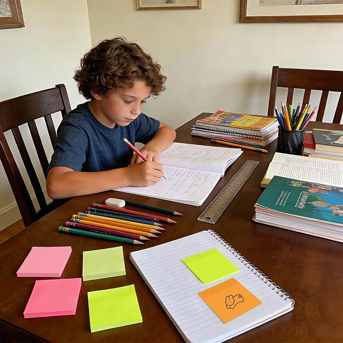 3x3 Inch 8 Pack Self-Stick Sticky Notes, 480 Total Sheets, Colorful Memo Pads for Home, Office & School