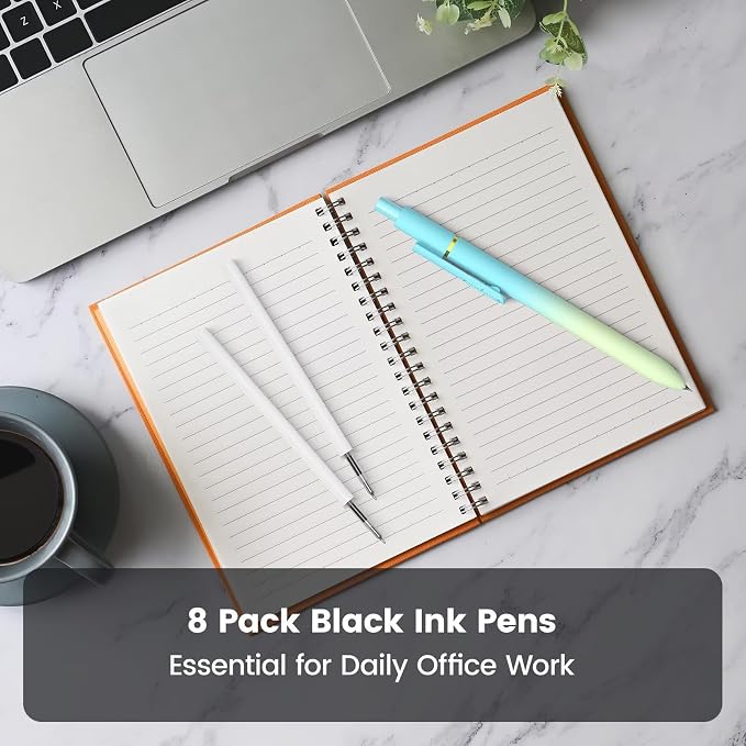 Retractable Gel Pens, 8 Pack Quick-Drying Black Ink with Fidget | 0.7mm Fine Point, Smooth Writing, Long-Lasting Ink, Stress Relief Pens for Journaling, School Office, Gift for Women Men