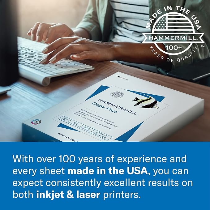 Hammermill Printer Paper, Premium Inkjet & Laser Paper 24 Lb, 8.5 x 11-3 Reams (1500 Sheets) - 97 Bright, Made in the USA, 166140R