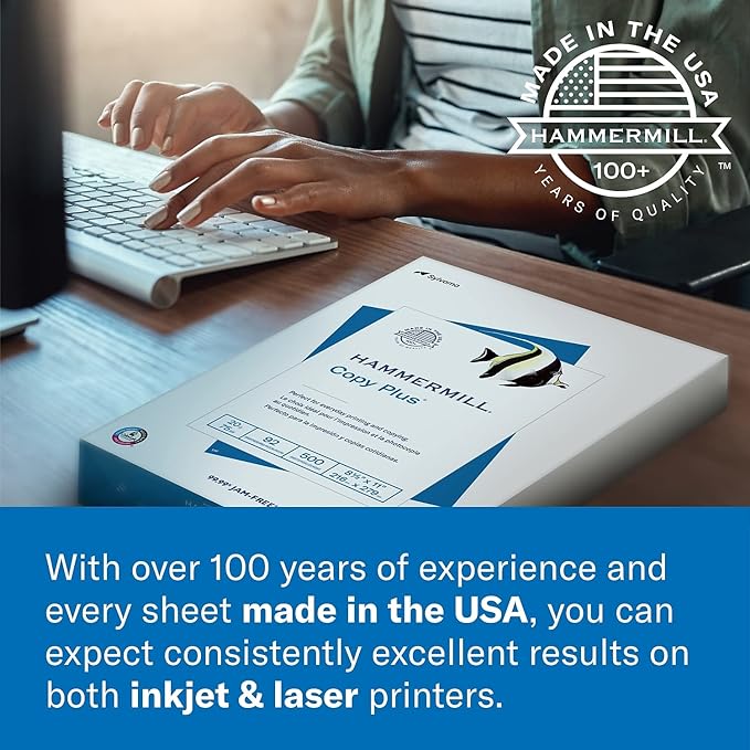 Hammermill Printer Paper, Great White 30% Recycled Paper, 3 Hole - 92 Bright, Made in the USA, 086702-1 Ream (500 Sheets)