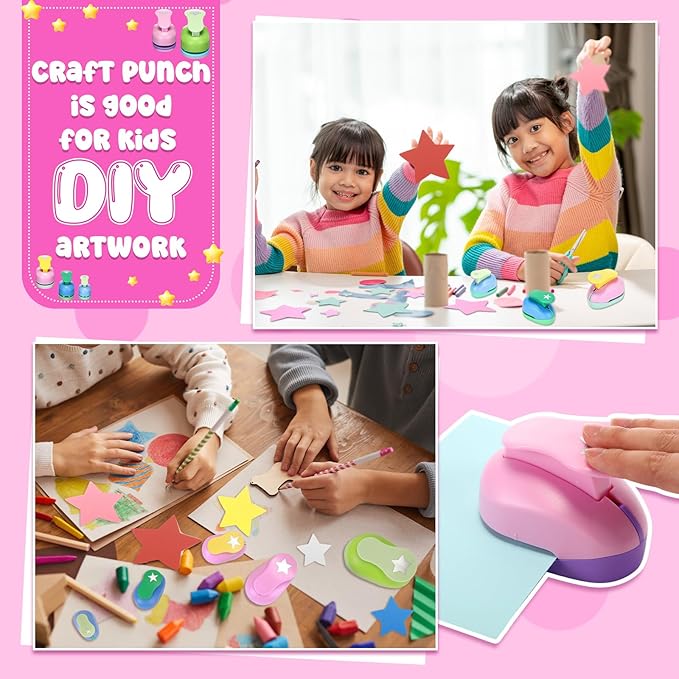 Zonon 5 Pieces 2" / 1.5" / 1" / 5/8" / 3/8" Star Shaped Punch Scrapbook Paper Cutter Crafts Puncher Handmade Craft Hole Punch for Office Supplies, Card Making, DIY Albums Photos(Star)