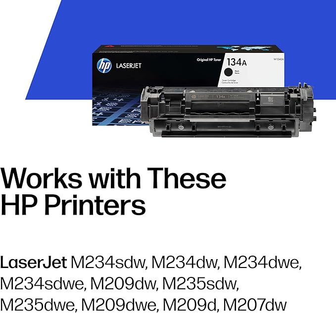 HP 134A Black Toner Cartridge Printers | Works with LaserJet M209 Series; LaserJet MFP M234 Series | W1340A