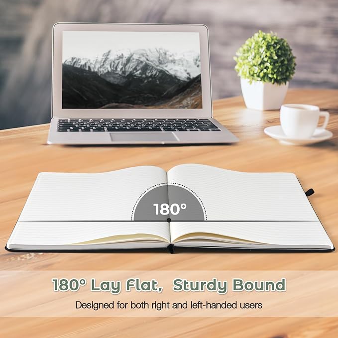 College Ruled Notebook, Large A4 Hardcover Leather Journal for Women Men | 5 Pack Lined Journal Notebook for Work School, No Bleed Thick Paper, Lay Flat, 8.5" x 11", Professional Business Notebook