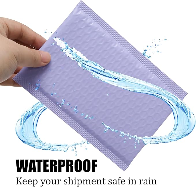 5x7 Inch Self Seal Adhesive Poly Bubble Mailers 10 Pcs Light Purple Waterproof Shipping Bags for Mailing Packaging