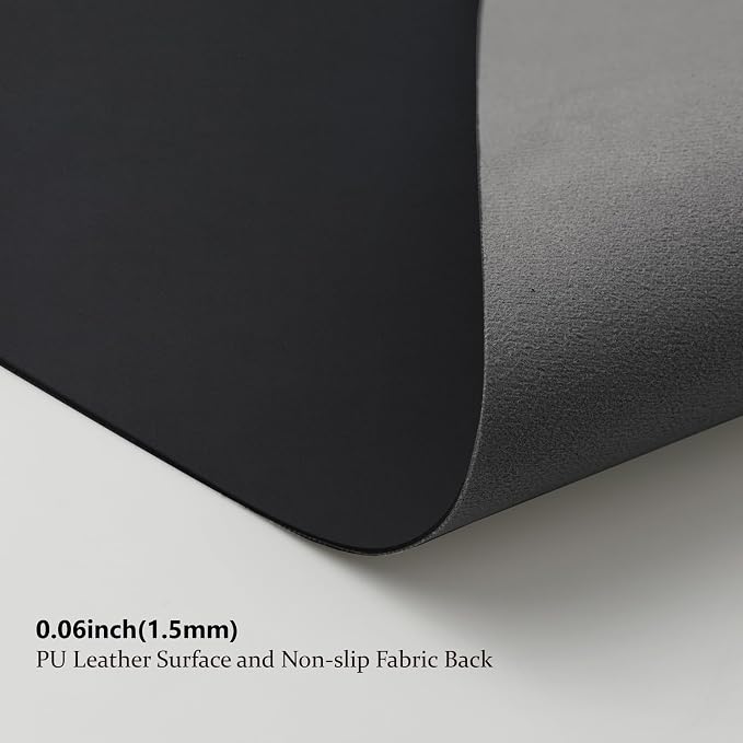 Leather Desk Mat - Non-Slip PU Desk Pad for Office and Home - Desk Organization and Accessories - Ideal for Large Mouse Pad and Desk Mats on Top of Desks (Black,27.6"x 13.8")