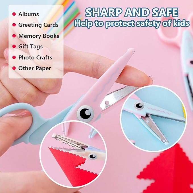 Scissors for Crafting (2-Pack)-Decorative Pattern Edge Craft Scissors,Suitable for Fun DIY Scrapbooking Crafting Projects for Kids Adults (Pink+Blue)