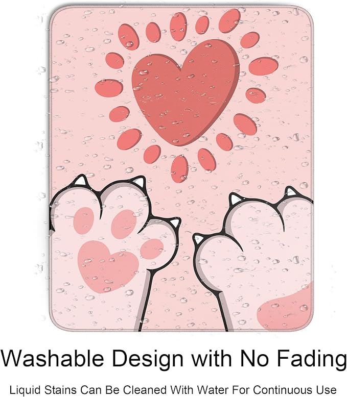 Cute Cat Paws Square Mouse Pad,Pink Cat Paws Mouse Pads for Wireless Mouse Desk Accessories,10"X8" Travel Mousepad with Non-Slip Rubber Base, Stitched Edge Mouse Pads for Desk,Computers,Laptop,Office