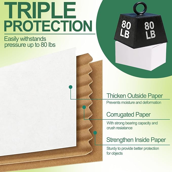 MAPVOLUT 43-Piece Assorted Sizes Small Shipping Boxes - White Corrugated Mailing Boxes for Small Business, Packaging, and Gift Shipping - Includes 4 Sizes (8x6x4, 9x6x4, 10x7x5, 11x6x6)