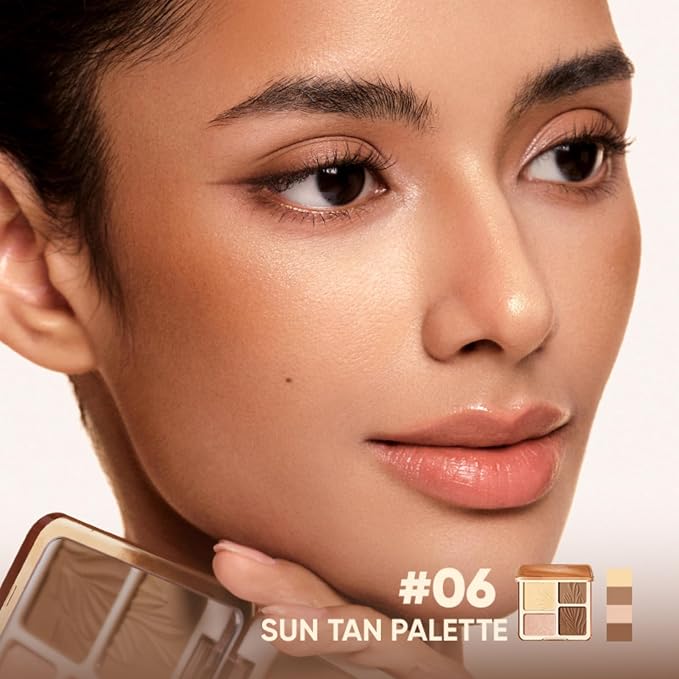 JUDYDOLL Contour Palette Highlighter Makeup Bronzer Powder (06 Sun Tan) | Multi-Use Highlight & Contour Makeup Palette, Travel Size Cool Toned Contour, Long Lasting Face Makeup, Natural Matte Finish