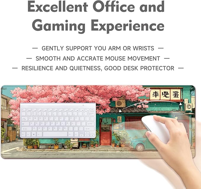 Desk Mat Mouse Pad Gaming Desk Pad XL Large Mouse Mat Office Decor Accessories (Sakura car)