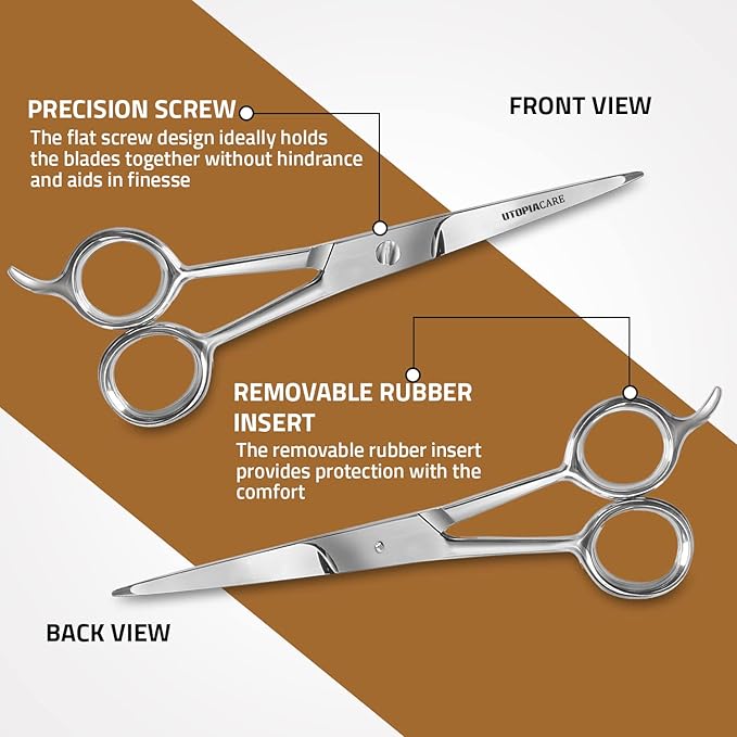 Utopia Care Hair Cutting and Hairdressing Scissors 6.5 Inch, Premium Stainless Steel shears with smooth Razor & Sharp Edge Blades, for Salons, Professional Barbers (Matt, 6.5 Inch)