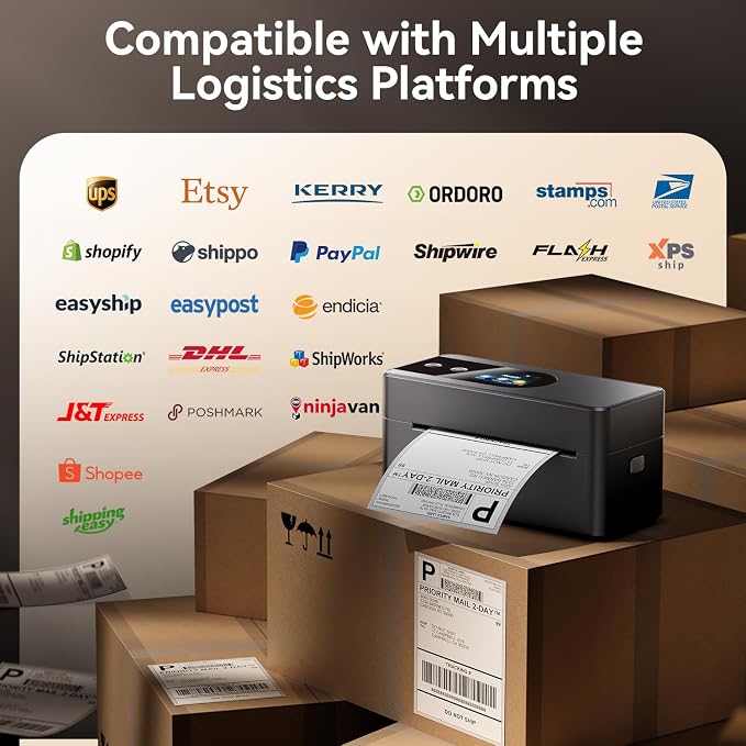 Phomemo AirPrint Touchscreen Thermal Label Printer with Label Holder | PM64Air wireless Wi-Fi shipping label printer for small business, compatible with iOS, Android, Windows, Mac, Amazon, Shopify