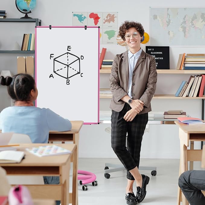 Mobile Whiteboard, 40x26 Inches White Board Dry Erase Board on Wheels | Height Adjustable, Magnetic Surface, Dry Erase, With Stand, Ideal for Classroom, Office, School, Home, Homeschooling, Teacher