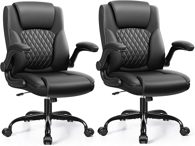 Leather Office Chair, PU Home Computer Desk Chairs with Ergonomic Back Support, 360°Swivel Free，Small Gaming Chair with Wheels and Adjustable Armrests, for Short People Use