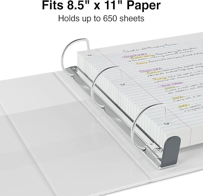 Staples Heavy-Duty 3-Inch D-Ring View Binder, White – Large Capacity 3-Ring Binder for School & Office Storage