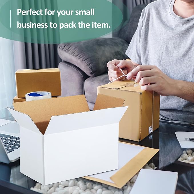 Eupako 30 Pack Small Shipping Boxes Assorted Sizes, 10x7x5 & 11x6x6 15 PCS Each Small Boxes, White Corrugated Box Mailers, Cardboard Boxes for Packaging Small Business, Mailing