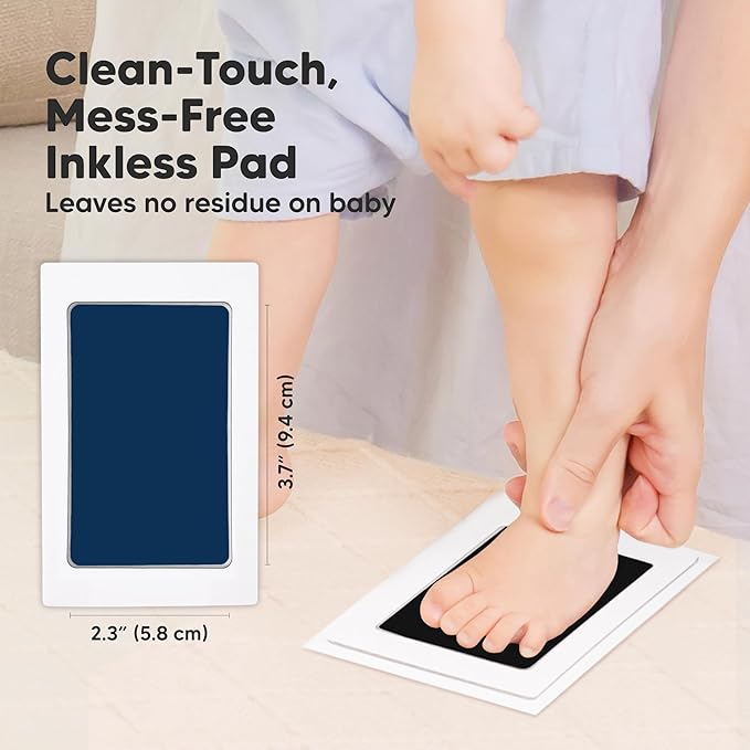 4-Pack Inkless Baby Hand and Footprint Kit - Mess Free Ink Pad for Newborn Keepsake, Dog Nose & Paw Print Kit, Clean Touch Ink Pad for Baby Hand & Footprints, Ideal New Mom Gifts(Jet/Navy)