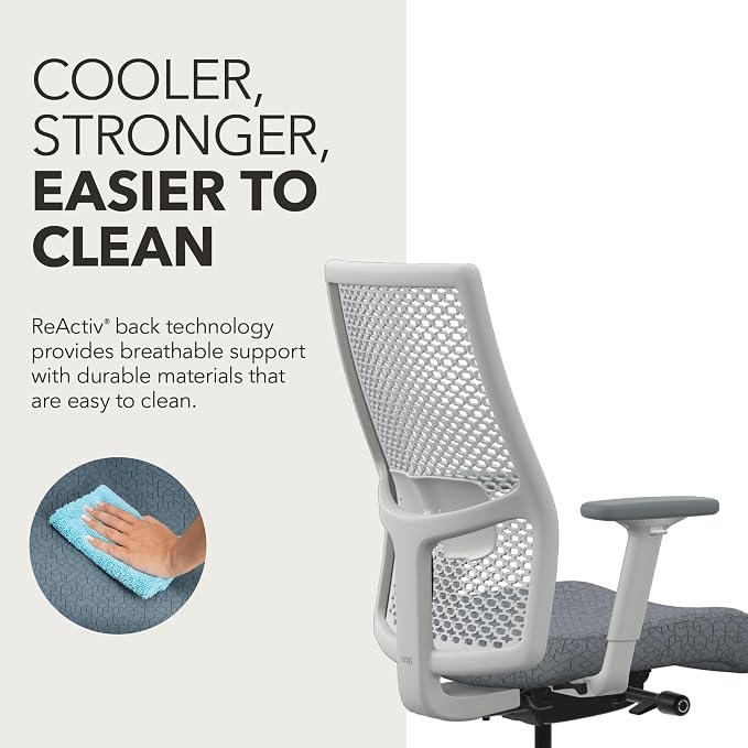 HON Ignition 2.0 ReActiv Ergonomic Office Chair, Lumbar Support, White | Ergonomic office desk chair with lumbar support, adjustable arms, office decor, advanced tilt for workstation comfort