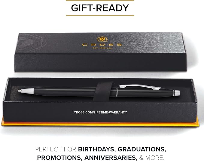 Cross Classic Century Black Lacquer Ballpoint Pen, Medium Point, Black Ink | Refillable Pen for Effortless Writing, Durable Construction, Premier Distinctive Look, Gift-Ready Presentation