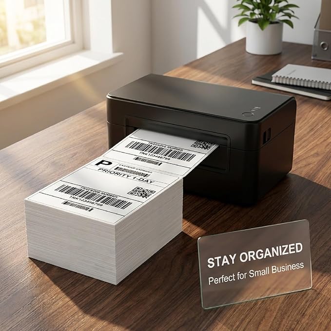 Thermal Direct Shipping Label - 4x6 Inches - 600 Sheets Fanfold Perforated 1 Stack - Waterproof - Compatible with Zebra Rollo Brother Printers - Commercial Grade