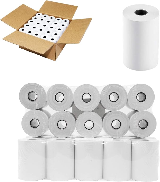 (1500 Rolls) 2 1/4 x 85 Thermal Paper Receipt Rolls 2.25 x 85 ft, 55 GSM Premium Quality German Paper Fits All Credit Card Terminals Verifone VX510 VX570 FD50 BPA Free from BuyRegisterRolls