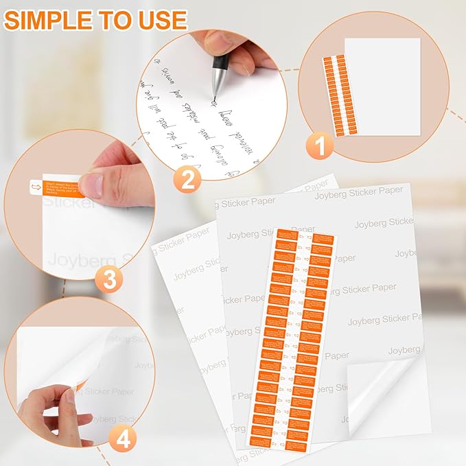 Printable Sticker Paper for Inkjet Printer, 40 Sheets 8.5"x11'' Matte Sticker Printer Paper Full Sheet Labels for Laser/Inkjet Printers, Letter Size (Pack of 3)