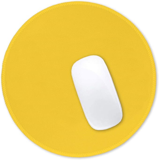 Hsurbtra Mouse Pad, Premium-Textured Small Round Mousepad 8.7 x 8.7 Inch Yellow, Stitched Edge Anti-Slip Waterproof Rubber Pretty Cute Computer Mat for Office Home Gaming Laptop Men Women Kids