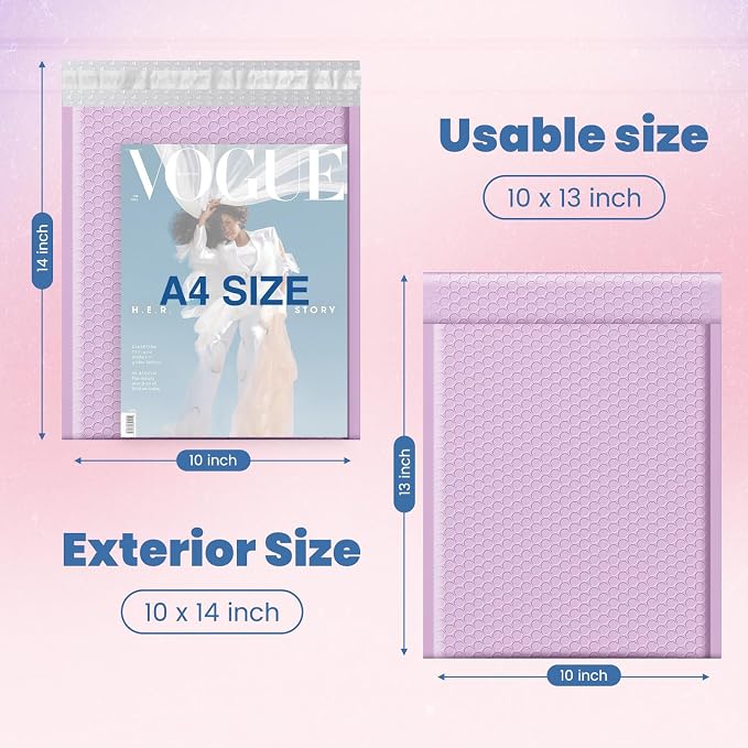 Fuxury Bubble Mailers Bulk 10x13 Inch Lavender 250 Pack | Opaque Padded Envelopes for Clothing, Books, Makeup & Accessories, Self Seal Shipping Bags for Small Business