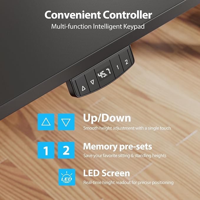 Agilestic 55 * 28 Inch Height Adjustable Electric Standing Desk, Black | Sit Stand Up Computer Desk, Extra Wide desktop, Memory Presets, Stable Steel Frame,154 lbs, Easy Assembly, Splice Board