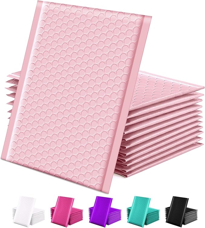 GSSUSA Bubble Mailers 6x10 Inches Padded Envelopes 50 Pack Usable Size 6x9" Small Envelope Bags Shipping Bag Bulk Pack Self Seal Package Mail Packing Business Supplies, Light Pink