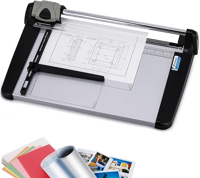 Rotary Paper Trimmer, 15 Sheets Heavy Duty Paper Trimmer, 360mm(14.17") Cutting Length, Commercial Grade Rotary Paper Cutter for Home/Office/School, Black & Silver | Sharp & Safe Blade, Effective for A4-A6 Size, Commercial Grade Rotary Paper Cutter for...