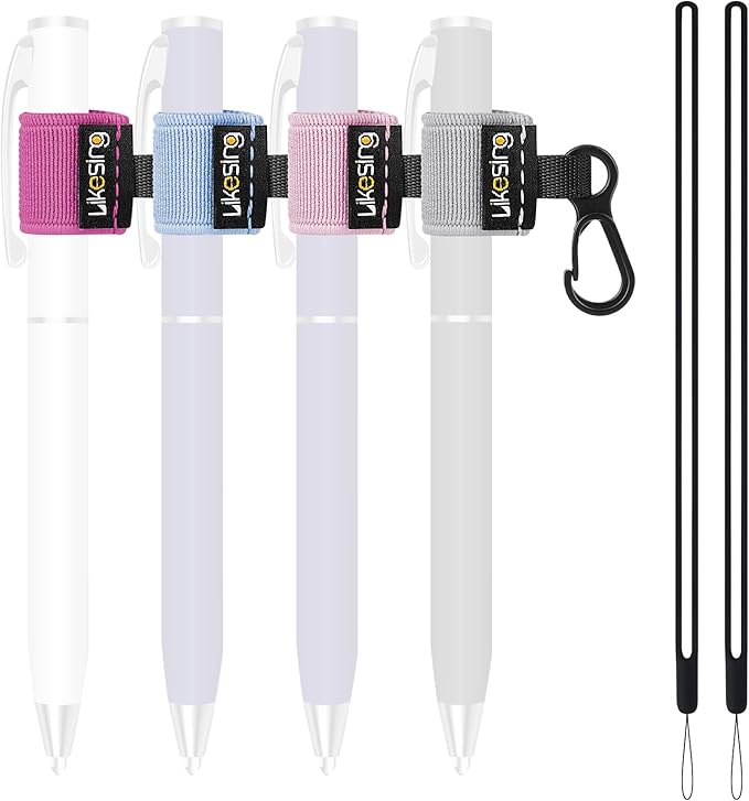 Pen Holder for Lanyard, Portable Elastic Retractable Pencil Holder with Silicone Lanyard Around Neck, Pen Leash for Nurses, Teachers, Waitres, Carpenters, Construction Workers(Light-colored)
