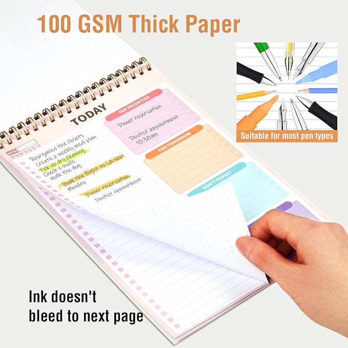 Forvencer To Do List Notepad with 52 Sheets (6.5 x9.8),To Do List Notebook | Notebook for Work, Undated Daily Planner Organizer for Tasks Checklist & Goal Planning, To Do List Perfect for Office, School