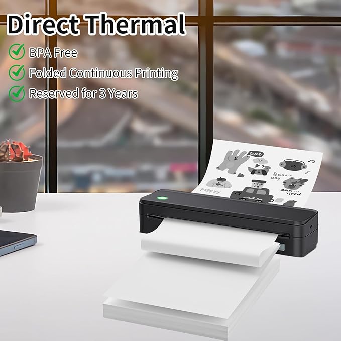 Continuous Thermal Printer Paper 8.5" x 11" US Letter Size - High-Efficiency Durable Printing for Home Work, Printing Contract, Compatible with Most Thermal Printers (200 Sheets/Continuous Folding)