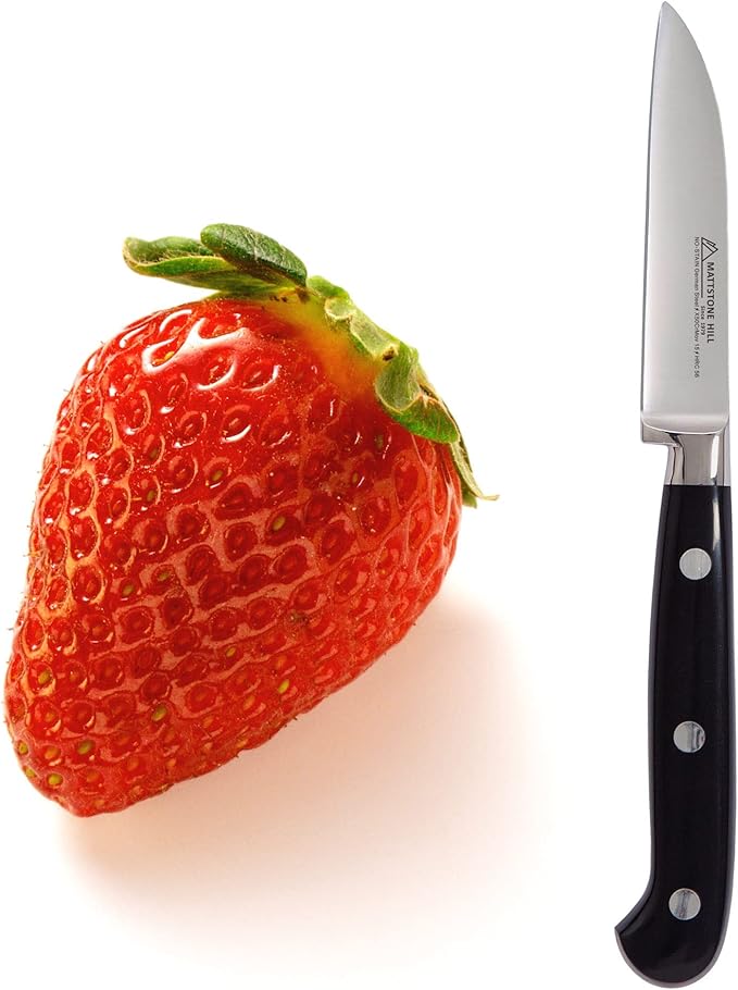 Paring Knife, MATTSTONE HILL 3.15" Small Kitchen Knife, Peeling Knife - German Steel, Triple Rivet Handle