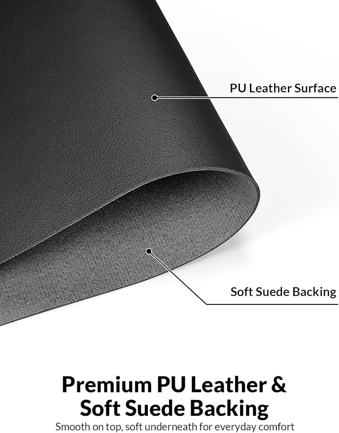Leather Desk Mat 55" x 24", Non-Slip Waterproof PU Leather Desk Pad Protector, Large Mouse Pad & Writing Mat for Office, Home, Laptop and Keyboard, Black