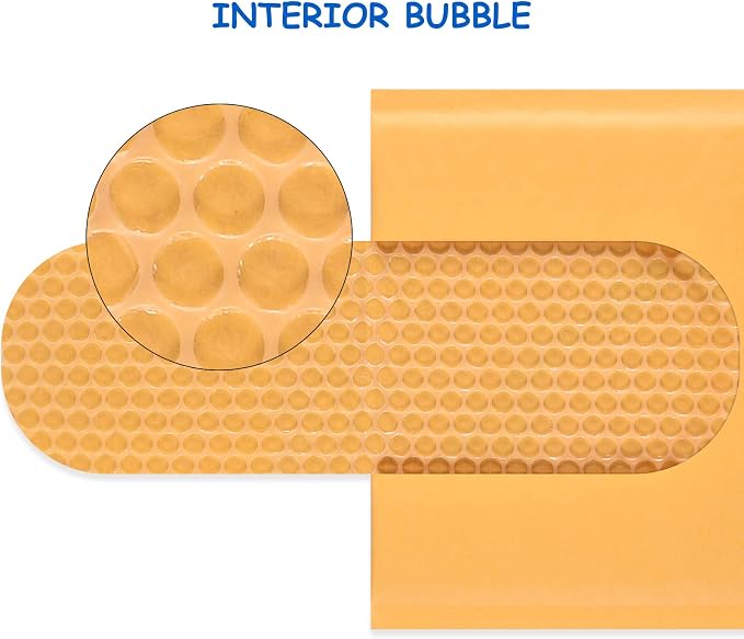 Pacific Mailer Bubble Mailer #000 Kraft Bubble Mailers Strong Adhesion Padded Envelopes Packaging for Small Business [4.75"x7" (Usable Size 4"x7"), Pack of 50]