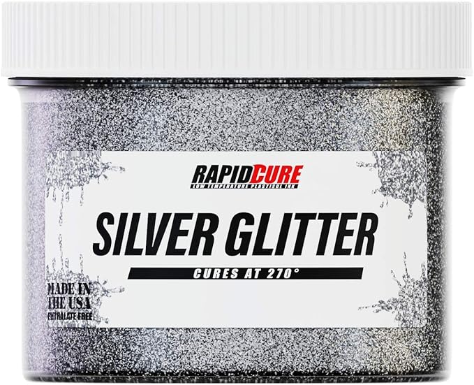 Rapid Cure® Silver Glitter Screen Printing Ink (8 oz.) - Silk Screen Ink for Fabric and Textiles, Non Phthalate Formula for Shirt Printing - Perfect Addition to Your Screen Printing Kit