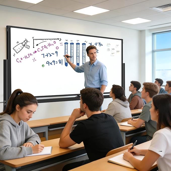 Large Rolling Dry Erase Board 72 x 40, Double Sided Easel Whiteboard with Wheels, Portable Magnetic Mobile White Board with Stand for Office, Classroom & Home