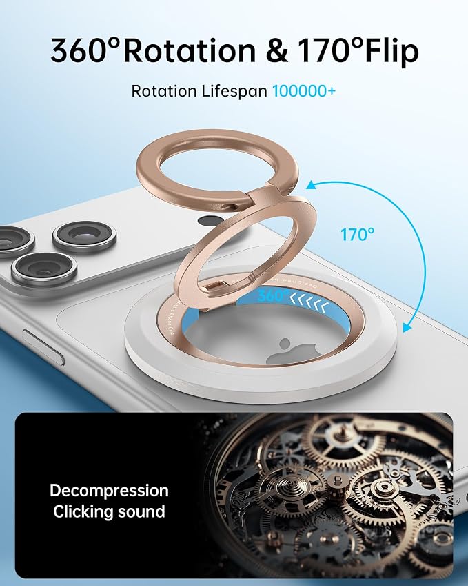 SYNCWIRE Magnetic Phone Ring Holder, for MagSafe Phone Grip Stand Kickstand | 360° Rotation, Double-Sided Magnet, Cell Phone Grip Finger Holder, for iPhone 17 16 15 14 13 12 Pro Max, MagSafe Accessories