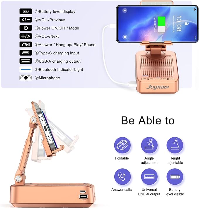 Gifts for Women Girls, Bluetooth Speaker Phone Stand with Charging Function | 360° Rotable Stand/ Fits All Phones,Tablet/ HD Stereo Sound/ Angle Adjustable/Birthday Christmas Gift/Stocking Stuffer