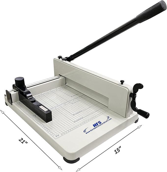 HFS(R) Heavy Duty Guillotine Paper Cutter 400 Sheet Capacity | Solid Steel Construction (A4-12'' Paper Cutter)