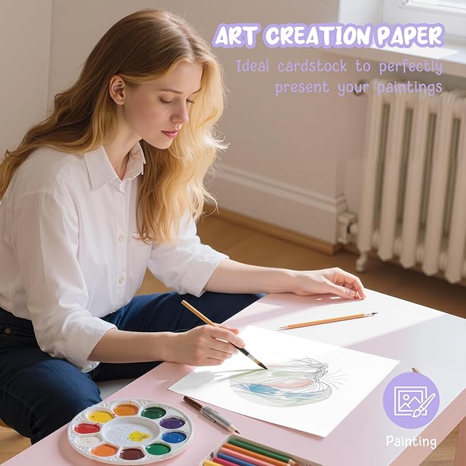 40 Sheets White Cardstock Paper 8.5 x 11, Cardstock Printer Paper 8 1/2 x 11, Card Stock Paper 8.5 x 11 White, 200 GSM Construction Paper for DIY Cards, Greeting Cards, Invitations, Business Cards