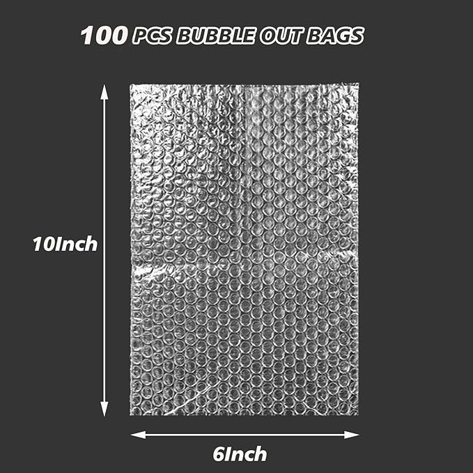 100pcs Bubble Pouches Wrap, 6'' x10'' Clear Bubble Pouch Bags for Fragile, Double Walled Moving Supplies Bubble Out Bags for Storage Wrapping, Dishes China Plates, Shipping and Packing