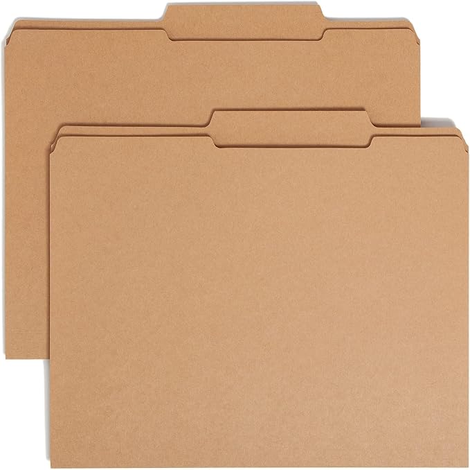 Smead File Folder, Reinforced 2/5-Cut Tab Right of Center, Guide Height, Letter Size, Kraft, 100 Per Box (10776) (Pack of 5)