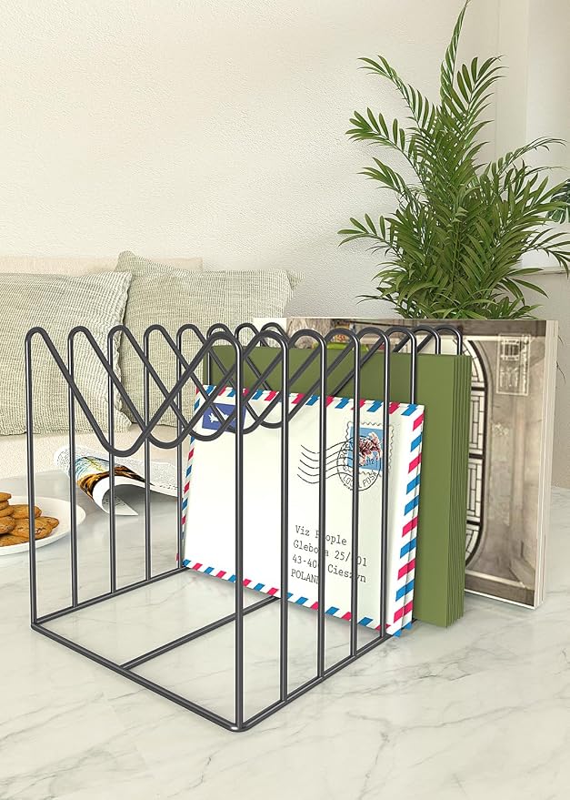 TOPCJ 2 Sets Wire File Organizer for Desk,File Folder Holder/Rack/Stand,File Sorter Organizer,Desktop Record/Clipboard Holder,8 Sections Storage,Anti-Scratch/Rusty,Steel Stable Holder,Black