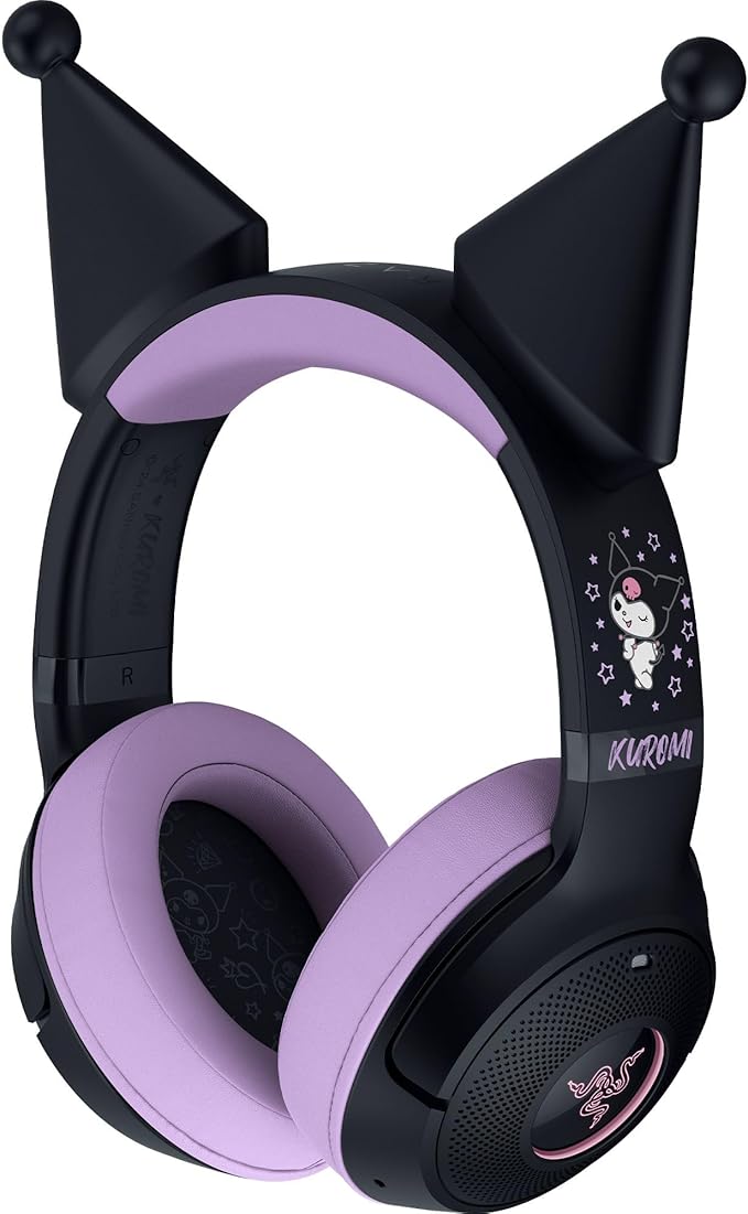Razer Kraken Kitty V2 BT Wireless RGB Headset: Chroma RGB Kitty Ears & Earcups - Bluetooth 5.2-40 mm Drivers - Noise-Cancelling Mics - Lightweight - 40 Hr Battery w/Type C Charging - Kuromi Edition